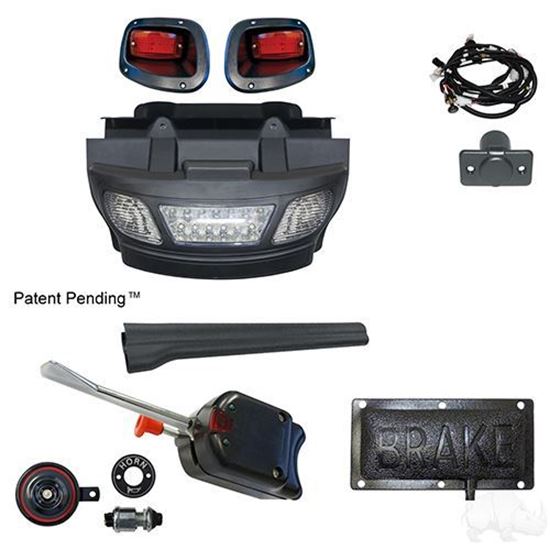 Picture of Basic Street Legal LED Light Bar Bumper Kit with Pedal Mount Brake Switch for E-Z-Go TXT 2014-Up