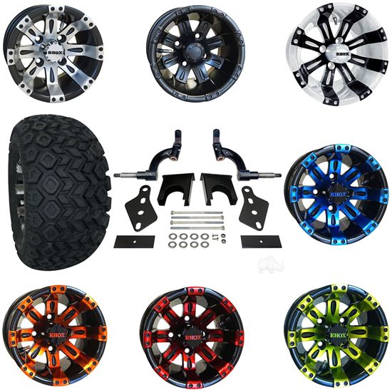 Picture of Club Car Precedent 6" Spindle Lift Kit, 22x11-10 All Terrain Tires, and Vegas Wheels - Choose Your Wheel