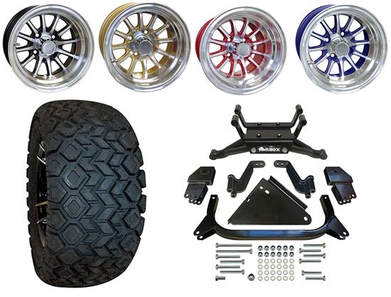 Picture of Yamaha G22/GMAX BMF 6" A-Arm Lift Kit, 22x10.5-12 All Terrain Tires, and Phoenix Wheels - Choose Your Wheel