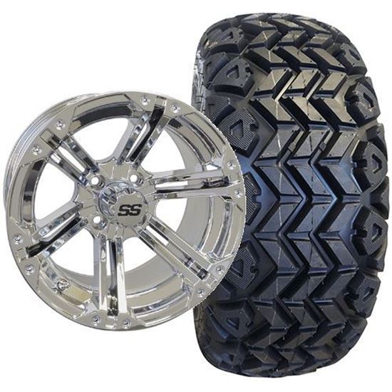 Picture of Lifted, Set of (4) Tire & Wheel Combo: Rhox RXAT DOT 23x10-14 and Rhox 14x7 RX352 Chrome Wheel